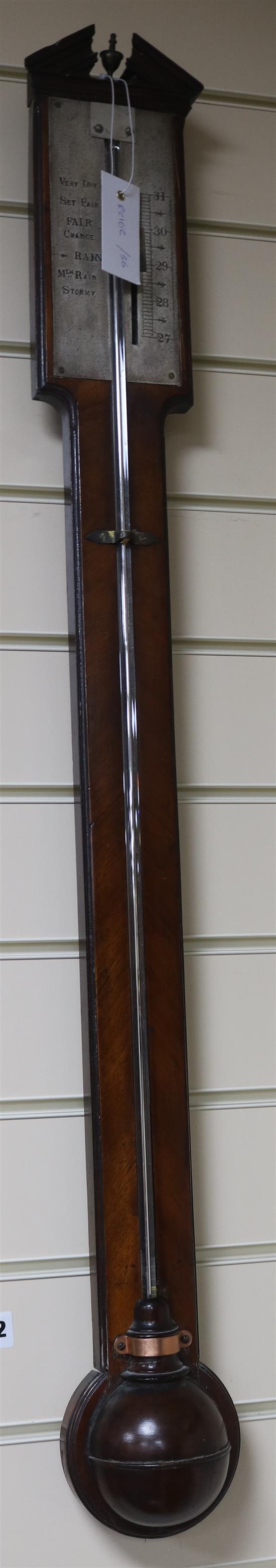 A George III mahogany stick barometer, H.95cm